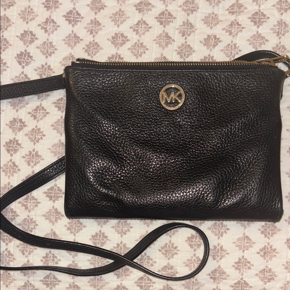 Michael Kors Black Pebbled Leather Crossbody